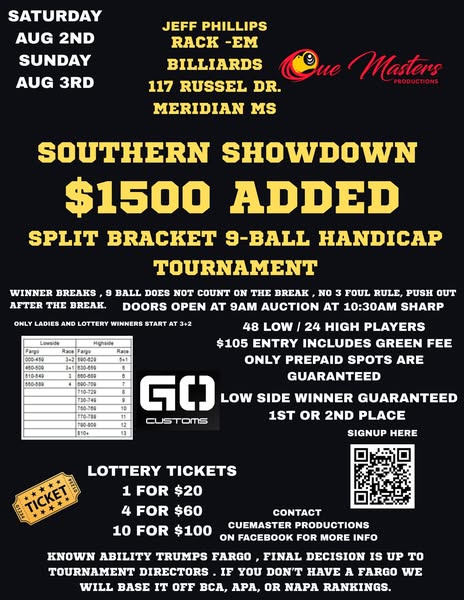 Tournament flyer / rules image
